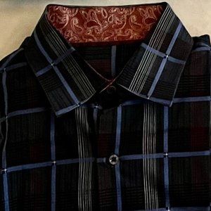 Tasso Elba Mens Size Large ~ 16 - 16 1/2 Long Sleeve 100% Cotton Shirt